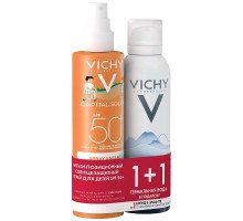 Виши набор: солнцезащитный мультипозиционный детский спрей SPF 50+ для лица и тела, 200 мл + термальная вода Vichy, 150 мл (Vichy, Capital Ideal Soleil)