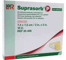 Супрасорб Р - полиуретановая неадгезивная губчатая повязка 7,5x7,5 см 1 штука (Suprasorb P)
