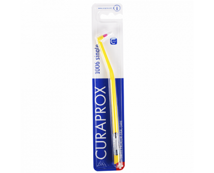 Курапрокс зубная щетка монопучковая 1006 Single & Sulcular желтый цвет ручки (Curaprox)