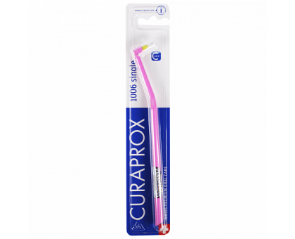 Курапрокс зубная щетка монопучковая 1006 Single & Sulcular розовый цвет ручки (Curaprox)