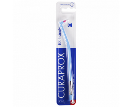 Курапрокс зубная щетка монопучковая 1006 Single & Sulcular светло-голубой цвет ручки (Curaprox)