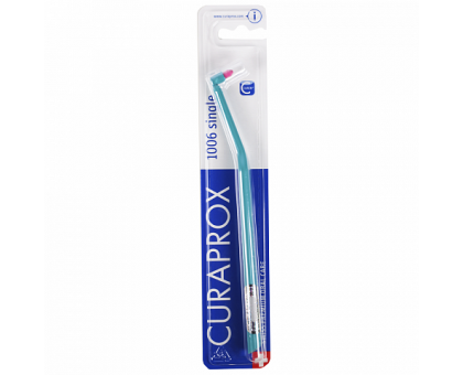 Курапрокс зубная щетка монопучковая 1006 Single & Sulcular бирюзовый цвет ручки (Curaprox)