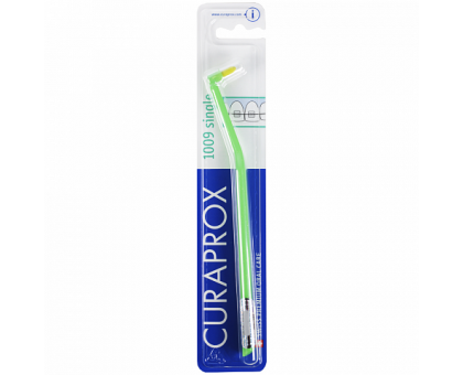 Курапрокс зубная щетка монопучковая 1009 Single & Sulcular салатовый цвет ручки (Curaprox)