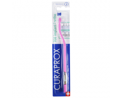 Курапрокс зубная щетка для имплантов и ортоконструкций 708 Implant Ortho розовый цвет ручки (Curaprox)