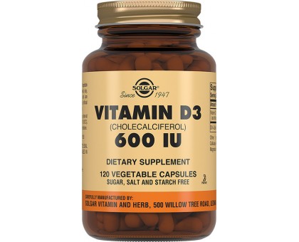 Солгар витамин Д3 600 МЕ, 120 капсул (Solgar, Vitamin D)