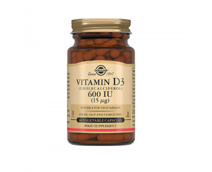 Солгар витамин Д3 600 МЕ, 60 капсул (Solgar, Vitamin D)