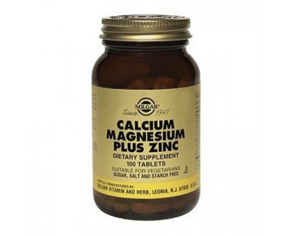 Солгар кальций-магний-цинк, 100 таблеток (Solgar, Calcium Magnesium Plus Zinc)