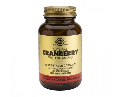 Солгар натуральная клюква с витамином С, 60 капсул (Solgar, Natural Cranberry with Vitamin C)