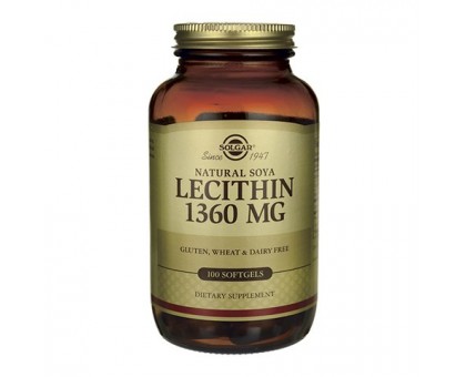 Солгар натуральный соевый лецитин, 100 капсул (Solgar, Lecithin 1360 mg)