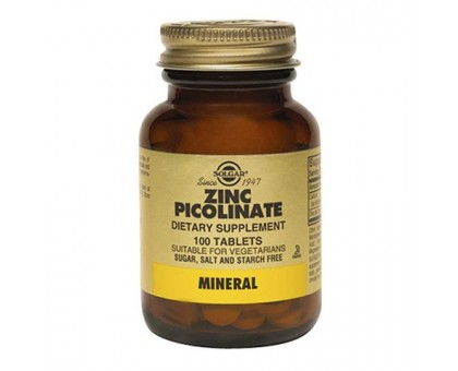 Солгар пиколинат цинка 22 мг, 100 таблеток (Solgar, Zinc Picolinate)